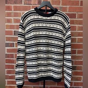 Crochet Black and White Striped Sweater